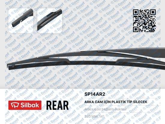 SILBAK SP14AR2 Silecek Supurgesi Arka Plastik Tip 350mm Nemo-Fiorino-Beeper